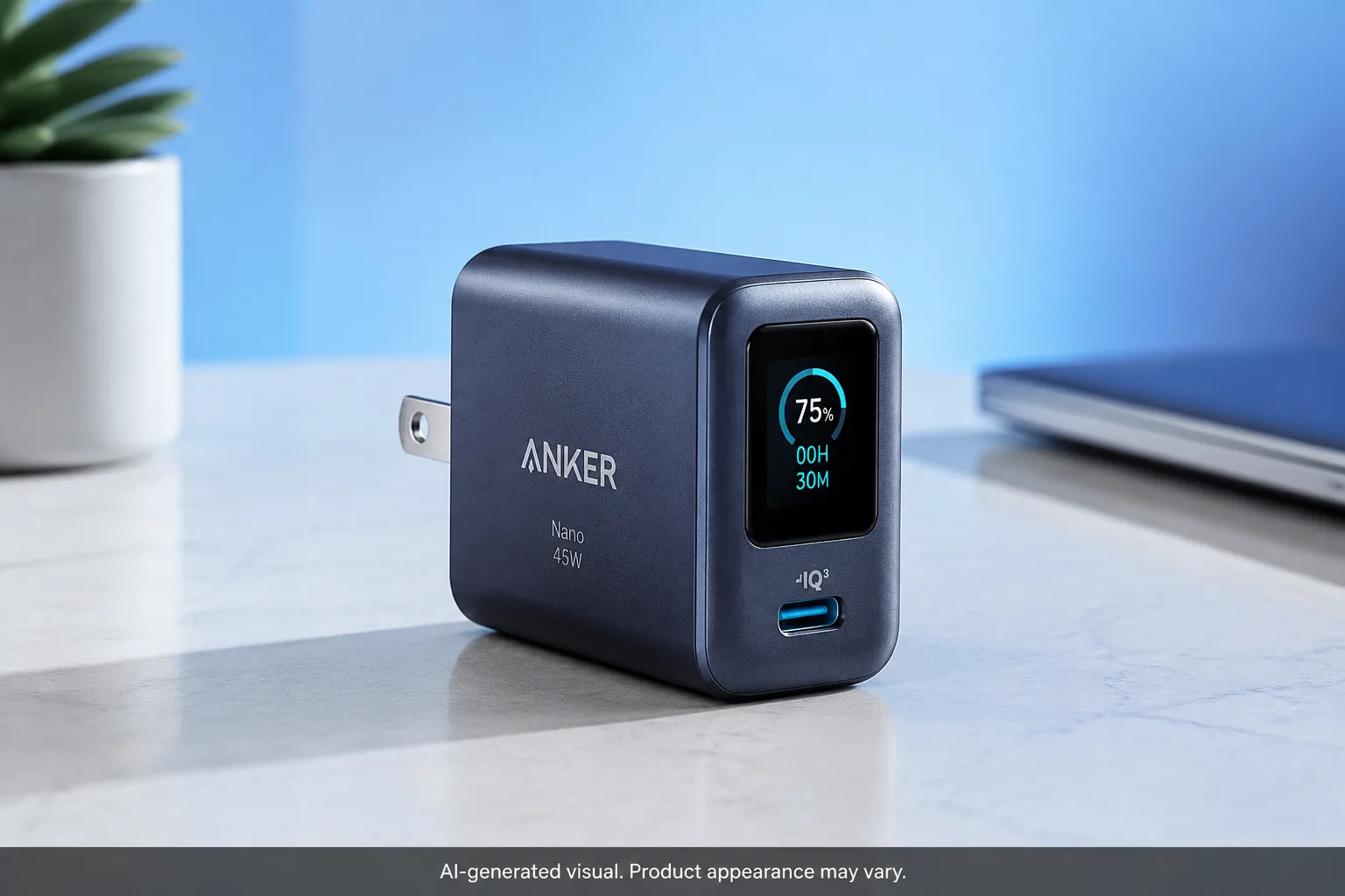 Anker Nano 45W smart display USB-C charger